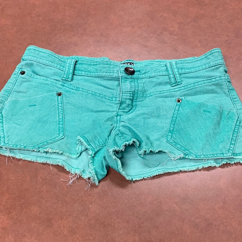 Green corduroy shorts